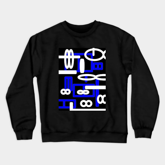 Blue and black geometric abstract art design Crewneck Sweatshirt by VICTIMRED